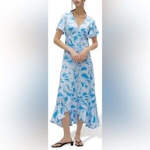 Vero Moda Merle Ruffled Two-Tone V-Neck Midi Dress, sz S